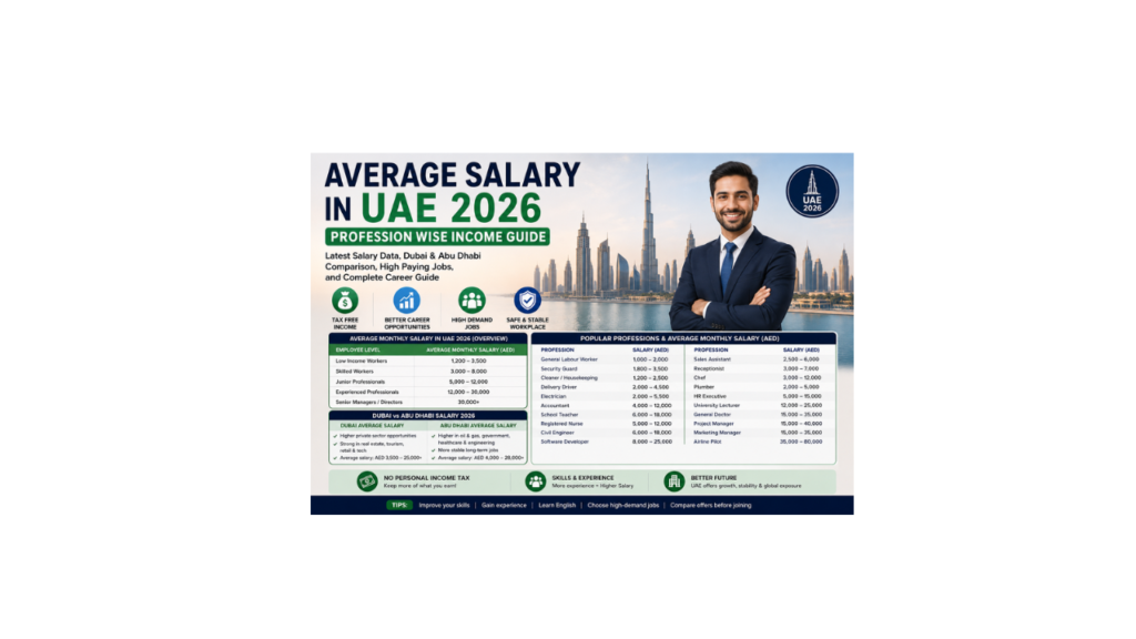 Average Salary in UAE 2026 profession wise income guide Dubai Abu Dhabi