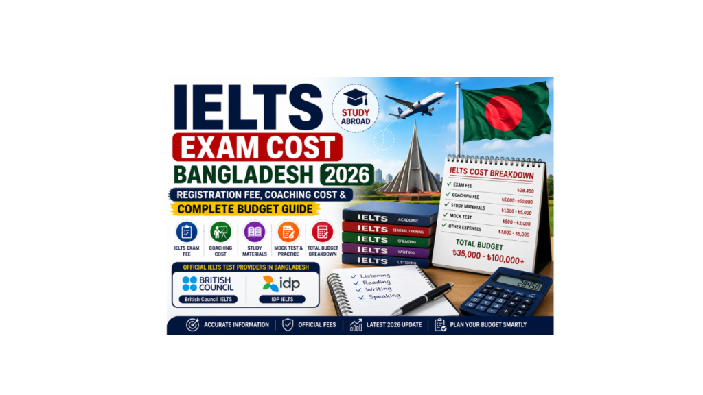 IELTS Exam Cost Bangladesh 2026 registration fee coaching cost study materials and complete IELTS preparation budget guide